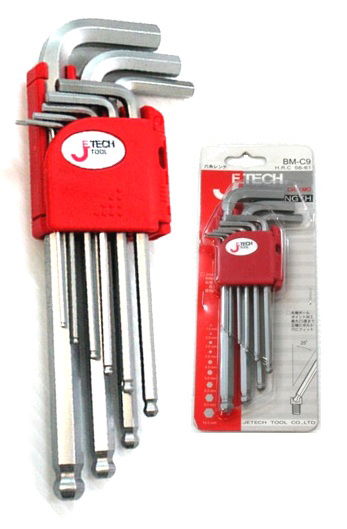 JeTech BM-C9 imbuszkulcs készlet, horganyzott, hosszított termék fő termékképe